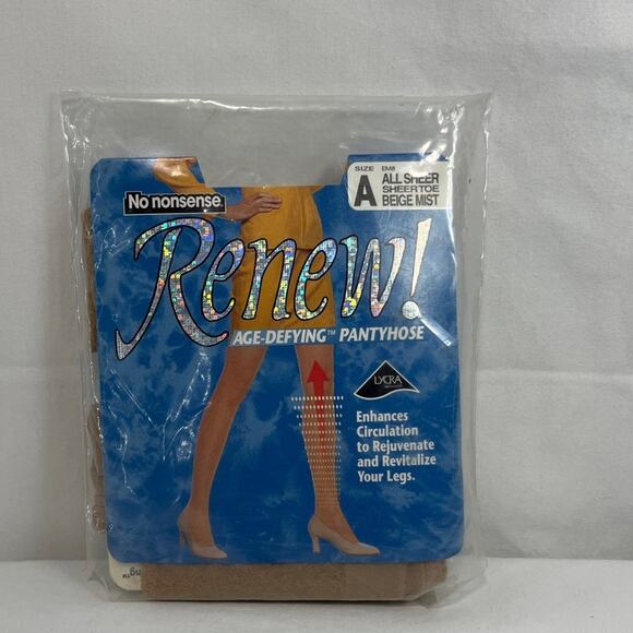 Vintage No Nonsense Renew‎ Age Defying Pantyhose All Sheer BEIGE MIST, Size A - Picture 1 of 2